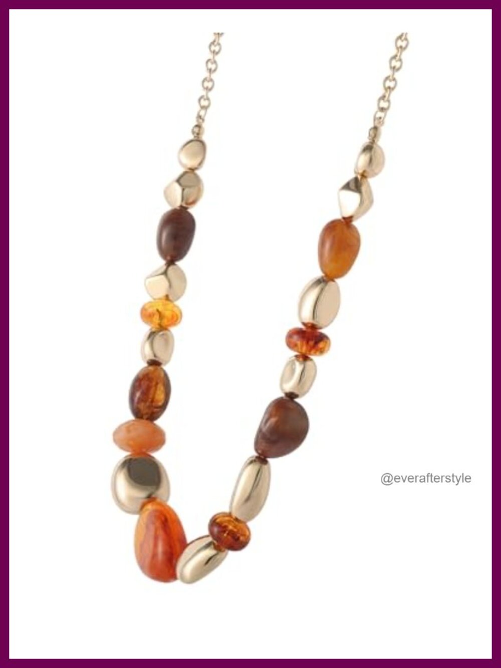 Western Beaded Chunky Necklace Gold-Tone 18 inch with 3 inch Extender